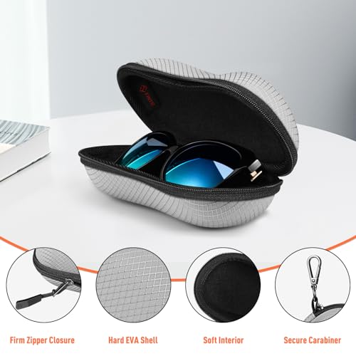 FINTIE Sunglasses Case, Hard EVA Shell Shockproof Sport Glasses Case - color: Grey