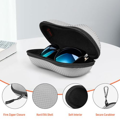 FINTIE Sunglasses Case, Hard EVA Shell Shockproof Sport Glasses Case - color: Grey