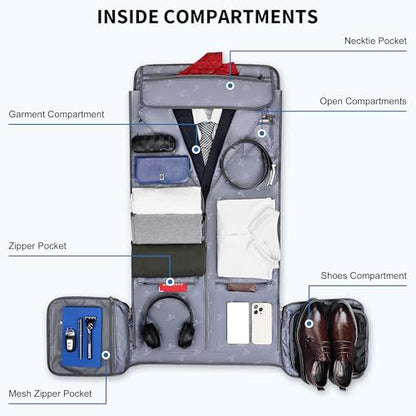 WITZMAN Garment Duffle Bags for Travel Men Suits 55L with Shoe Compartment - color: Silvery Grey