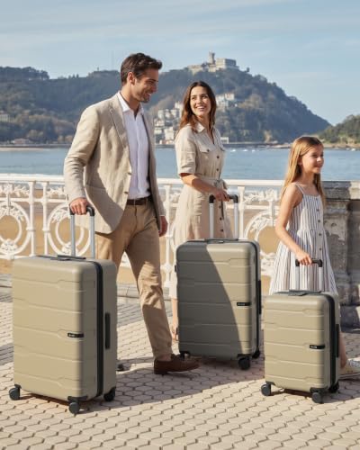 Coolife 3 Piece Luggage Set Suitcase Hardside with Spinner Wheels - color: Dusk Elephant Grey2.0, size: 3 Piece Set (20/24/28 in)