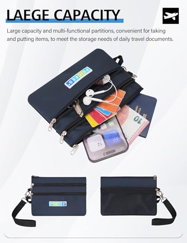 Peicees World Travel Essentials Currency and Passport Organizers Cash Cards Tickets Holder RFID Blocking Wallet, Dark Blue - color: Dark Blue