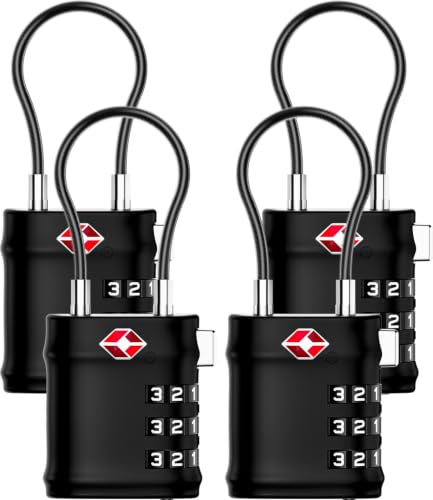 LUGGEX TSA Locks for Luggage, Luggage Locks TSA Approved,Charcoal Black, 4 - color: Charcoal Black