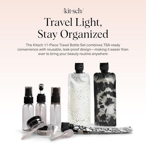 Kitsch 11 PCS Containers Travel Size Toiletries - Black & Ivory