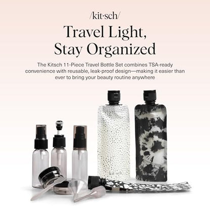 Kitsch 11 PCS Containers Travel Size Toiletries - Black & Ivory