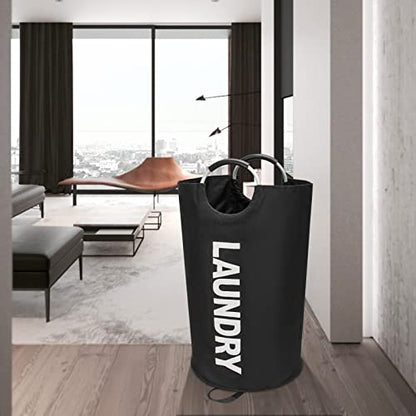 Maxsilan 90L Large Laundry Basket, Freestanding Tall Clothes Hamper, Collapsible Laundry Bag, Black (Pack of 3) - color: Black, size: 90L (Pack of 3)