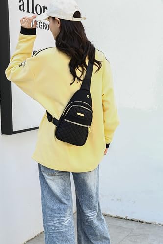Aisijimo Small Sling Bag For Women Men Casual Crossbody Sling Backpack - color: Black-8002