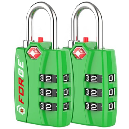 Forge TSA Approved Luggage Locks, Open Alert TSA Locks, Green 2 Pack - color: Green 2PK
