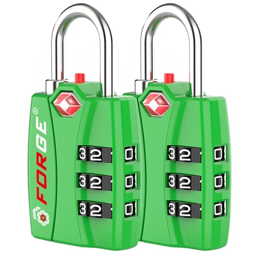 Forge TSA Approved Luggage Locks, Open Alert TSA Locks, Green 2 Pack - color: Green 2PK
