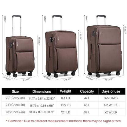 Hanke Medium Checked Luggage, 24 Inch Suitcase with Garment Compartment - color: Coffee, size: 24 Inch Checked in