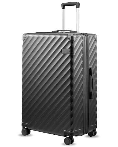 LUGGEX 28 Inch Checked Luggage with Spinner Wheels, Charcoal Metallic - color: Charcoal Metallic, size: Checked-Large 28-Inch