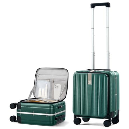 Hanke 16 Inch Small Carry On Luggage, Top Opening Aluminum Frame Suitcase - color: Dark Green, size: 16 Inch