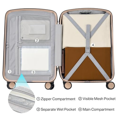 Hanke Hard Shell Luggage Sets 3 Pieces, 20/24/28 Inch Travel Suitcase - color: Cuba Sand, size: 20+24+28 Inch