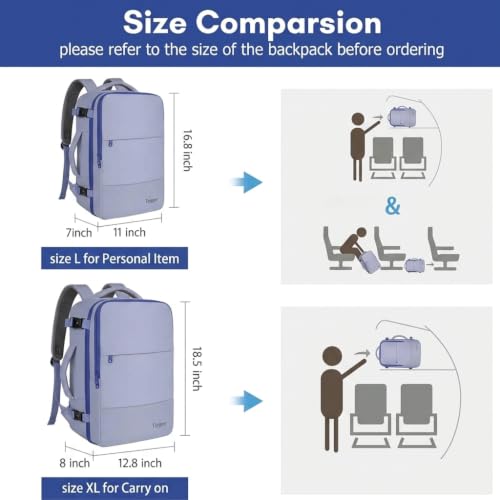 Taygeer Large Travel Backpack for Men Women, 35L Carry On Backpack - color: Quartzblue Inkblue, size: Large