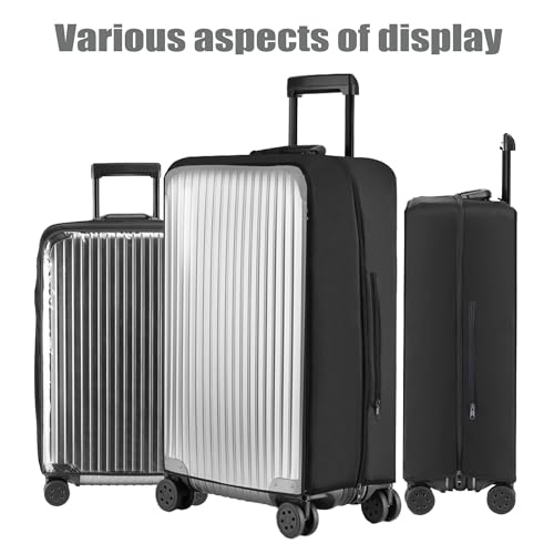 Clear Luggage Covers For Suitcase TSA Approved,No‑Disassembly (Black, 28) - color: Black, size: 28