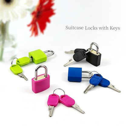 2 Pcs Suitcase Locks with Keys, Mini Keyed Luggage Padlocks, Multicolor Metal Travel Locks with Plastic Cover, Small Padlocks for Suitcases, Backpacks, Lockers, Bags and Storage Boxes(Rose Red,Green) - color: Rose Red,Green
