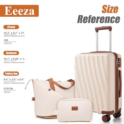 Carry on Luggage Sets 22x14x9 Airline Approved (White, 20"/DB/TB) - color: Beige, size: 3 Piece Sets (20/DB/TB)