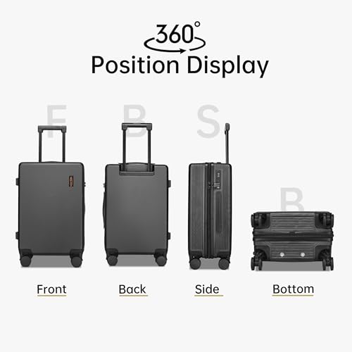 Hulsin 20 Inch Carry On Luggage 22x14x9 Airline Approved Hardside Suitcase - color: Black