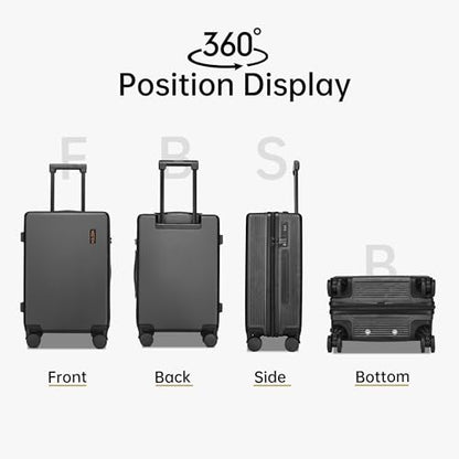 Hulsin 20 Inch Carry On Luggage 22x14x9 Airline Approved Hardside Suitcase - color: Black