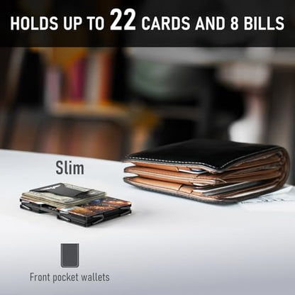 Lenvoten Upgraded Hinged Minimalist Wallet for Men, RFID Blocking Wallet - color: T3-Shine Court