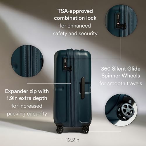 ANTLER Single Stripe Checked Medium Luggage, Indigo Blue, 26x18x12, 89L - color: Indigo Blue, size: Medium