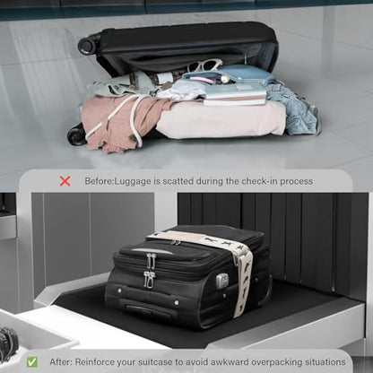 Luggage Straps for Suitcases,Adjustable Luggage Elastic Belt, Travel Essentials for Airport,Station, Vibrant Designs, (Azure Ocean) - color: Azure Ocean