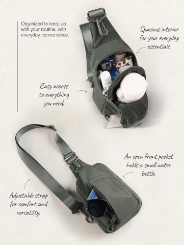 ODODOS Sling Bag with Adjustable Straps Crossbody Chest Bag Lightweight Backpack for Casual Traveling Hiking - color: Olive Charcoal