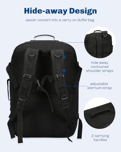 Hynes Eagle 38L Flight Approved Backpack Carry On Travel Bag for Men Women - color: Black-n