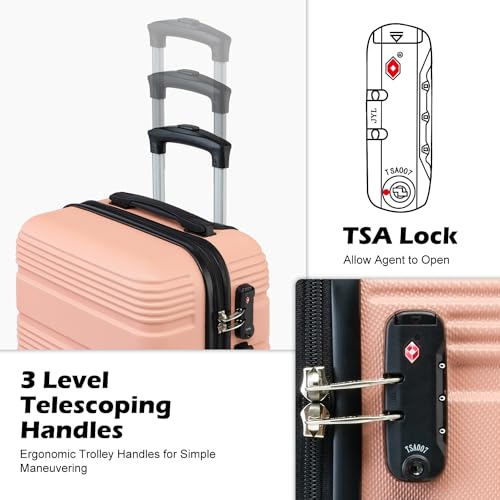 LONG VACATION Luggage Sets with Spinner Wheels, Suitcase Set 6 Piece - color: PINK, size: 6 piece set