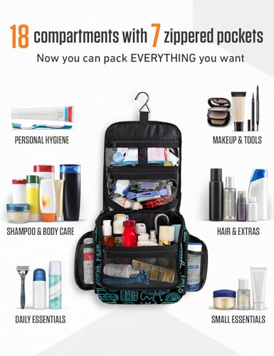 VENTURE 4TH Hanging Travel Toiletry Bag, 17 Compartments - Surfing Vibes - color: Surfing Vibes