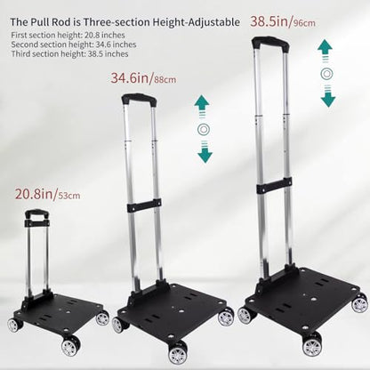 Backpack Trolley with 5 Swivel Wheels, Large Base Folding Luggage Cart - size: 5 Wheels with Larger Base