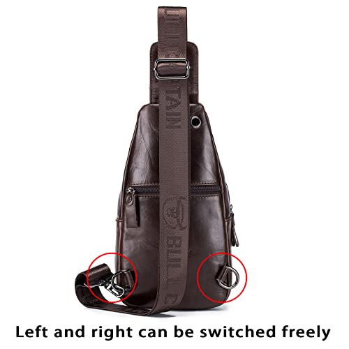 LUKZIJAES Genuine Leather Sling Bag for Men - color: #4-brown