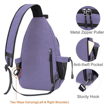 MOSISO Crossbody Sling Bag for Women, Shoulder Backpack, Hiking Daypack Bag - color: Lilac