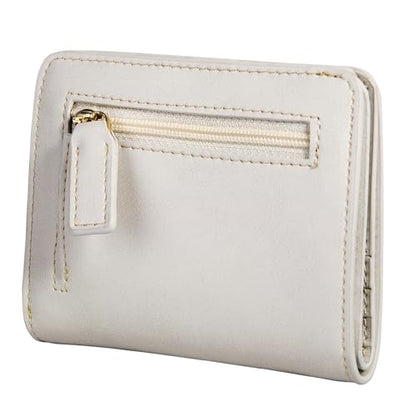 Itslife Women's Rfid Blocking Small Compact Bifold Leather Pocket Wallet Ladies Mini Purse with id Window (White) - color: White