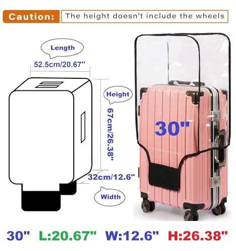 FABUWAY PVC Suitcase Cover - Clear, Transparent, Waterproof & Dustproof - 30" - size: 30"
