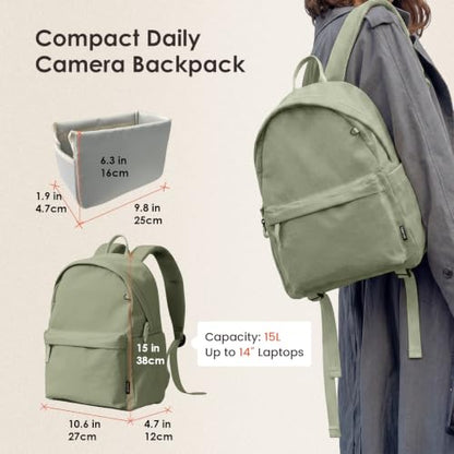 TARION Casual Camera Backpack 15L Urban Photography Bag, Once LT15, Green - color: Green