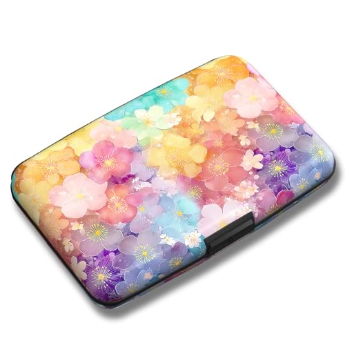Maicican Credit Card Holder, Mini RFID Blocking Aluminum Wallet - color: Cherry Blossoms