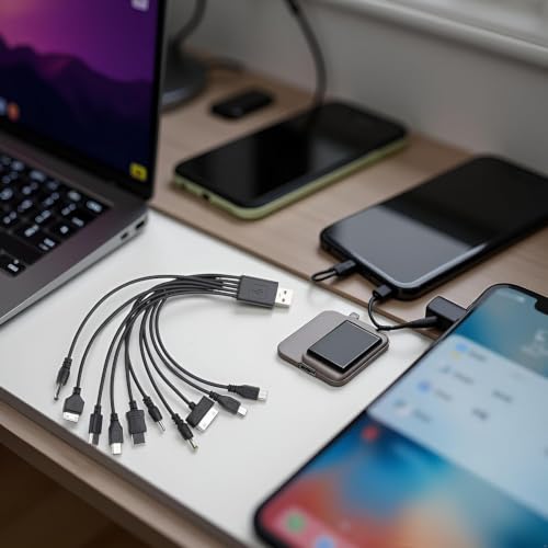 10 in 1 USB Cables - 20CM/7.87in Universal USB to Multi Plug Cell Phone Charger for Smartphones
