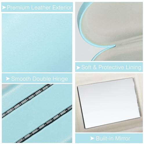 MoKo Double Eyeglass Case,Glasses and contact case 2 in 1 with Mirror - color: Ad-light Blue