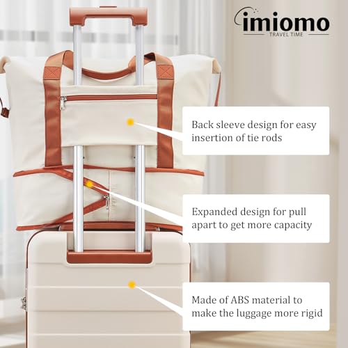 imiomo Hard Shell Luggage Sets 5 Piece for Women, Lightweight Hardside Rolling Suitcase Set with Spinner Wheels and TSA Lock, Beige - color: Beige, size: 5 Piece Set