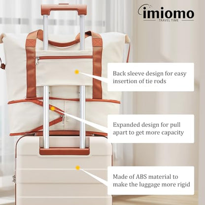 imiomo Hard Shell Luggage Sets 5 Piece for Women, Lightweight Hardside Rolling Suitcase Set with Spinner Wheels and TSA Lock, Beige - color: Beige, size: 5 Piece Set