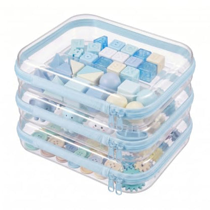 3 Pack Medium Blue Clear Hard Shell Zipper Cases,Zipper Pouches - color: Clear Blue, size: 3 Pack (M)