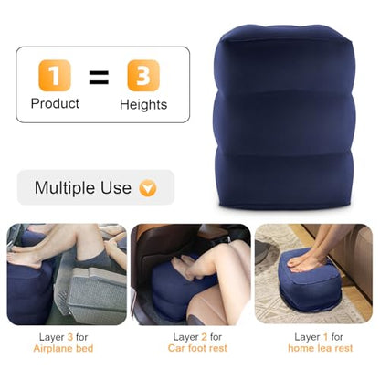 공기 주입식 여행용 발 휴식 베개, 아동용 비행기 침대 (블루, 1팩) - color: 블루., size: 표준