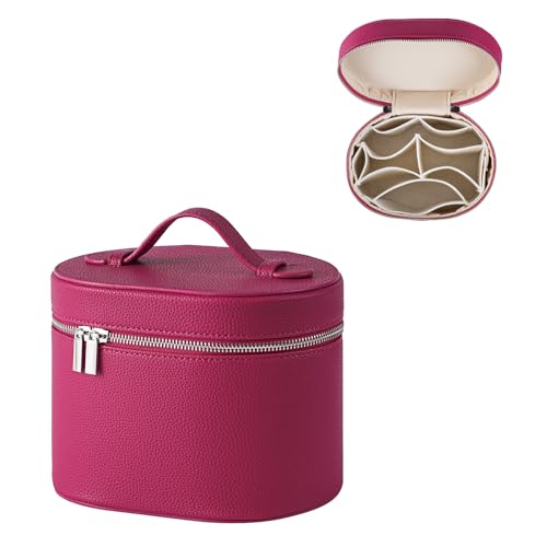 RSRSLEII Waterproof PU Leather Makeup Bag,Portable Toiletry Bag(05Hot Pink) - color: 05Hot Pink