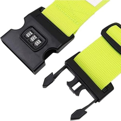 2-Pack Bright Green Luggage Strap with Combination Lock – 174cm Adjustable Travel Belt for Suitcases, Durable Nylon TSA-Friendly Baggage Security Strap