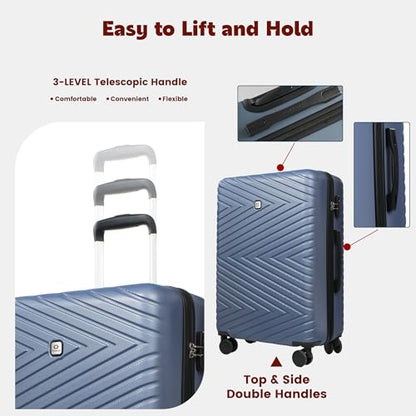 Travelhouse 9-Piece Hardshell Luggage Set with Spinner Wheels & TSA Lock - color: BLUE, size: 9 piece