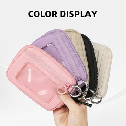 The Iris Wallet Zipper Mini Coin Purse Keychain ID Holder Wallet - color: Aqua Sky