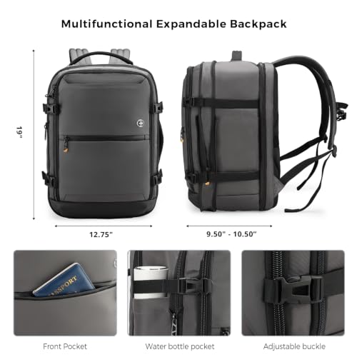 Swissdigital Design Travel Backpack 43l with USB Charging Port Laptop Backpack,TSA Friendly Flight Approved Carry-on Luggage Hand,Business Rucksack Fits 17 Inch Laptop Grey | SD1748-02 - color: Grey