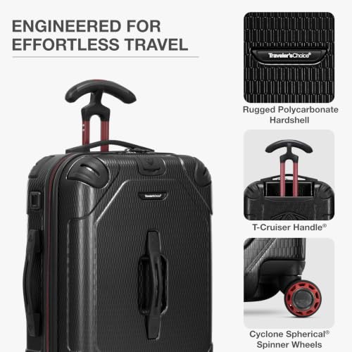 Traveler's Choice Maxporter II Polycarbonate Hardside Trunk with Spinner Wheels, Black, 22-Inch Carry-on Luggage - color: Black, size: 22-inch Carry-on Luggage