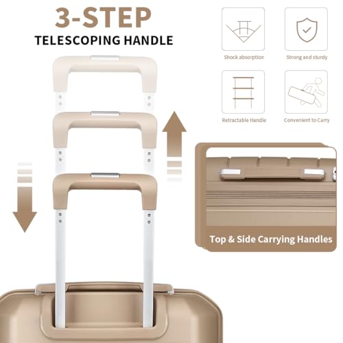Somago Luggage Sets 4 Piece Lightweight Hardside Polypropylene Travel Suitcases with Double Spinner Wheels and TSA Lock,Noble Golden - color: Noble Golden, size: 4-Piece Set(14/20/24/28)