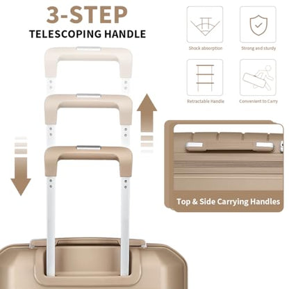 Somago Luggage Sets 4 Piece Lightweight Hardside Polypropylene Travel Suitcases with Double Spinner Wheels and TSA Lock,Noble Golden - color: Noble Golden, size: 4-Piece Set(14/20/24/28)